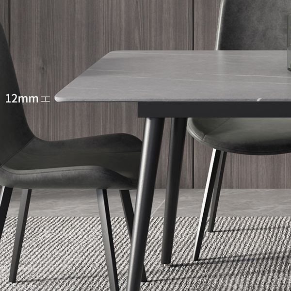 Industrial Style Dining Table Rectangle Sintered Stone 4 Legs Table with Black Frame Clearhalo ' dining_table' 'Dining Tables & Seating' 'Dining Tables' 'furn' 'furn_dining_table' 'Furniture' 'furniture_dining_table' 'Kitchen & Dining Furniture' 'kitchen&dining_furn' 'kitchen' 'kitchen_dining_table' 1200x1200_0d3fc380-8cc2-4b56-a0a6-32dc06e2f86f
