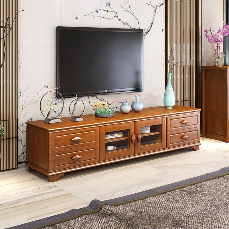 Vintage Stand Console Rubberwood TV Media Console with Drawers Clearhalo 'furn' 'furn_tv_stands_entertainment_centers' 'Furniture' 'Living Room Furniture' 'TV Stands & Entertainment Centers' 'TV Stands & Media Storage Furniture' 'tv_stands_entertainment_centers' 1200x1200_0d3fdff6-abbf-4244-9b33-039409aca3f6