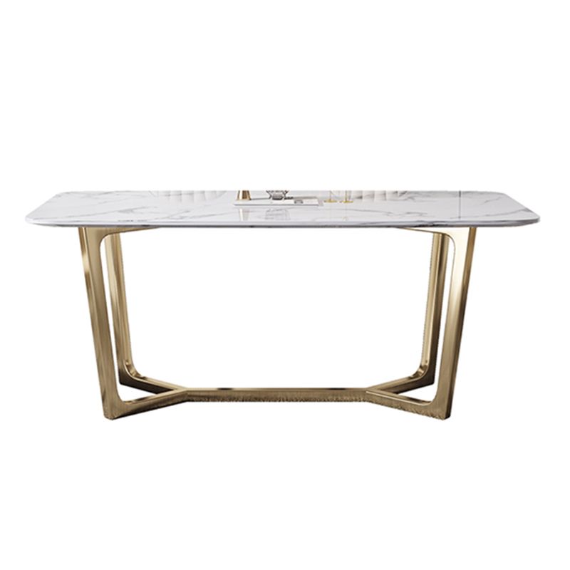 Luxury Marble Top Dining Table Rectangle Indoor Table with Trestle Base Clearhalo 'Dining Tables & Seating' 'Dining Tables' 'dining_table' 'furn' 'furn_dining_table' 'Furniture' 'furniture_dining_table' 'Kitchen & Dining Furniture' 'kitchen' 'kitchen_dining_table' 1200x1200_0d418d95-7d32-4dd8-9a5a-3695bdb79c00