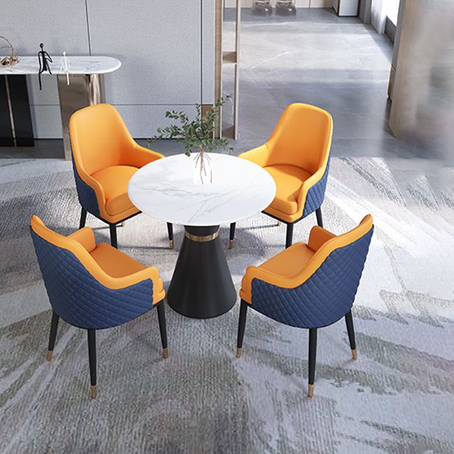 Eigentijdse faux marmeren eettafel set rond 1/2/3/4/5 stukken dinerset voor thuisgebruik