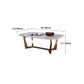 White Marble Top Coffee Table with Golden Steel Trestle Base