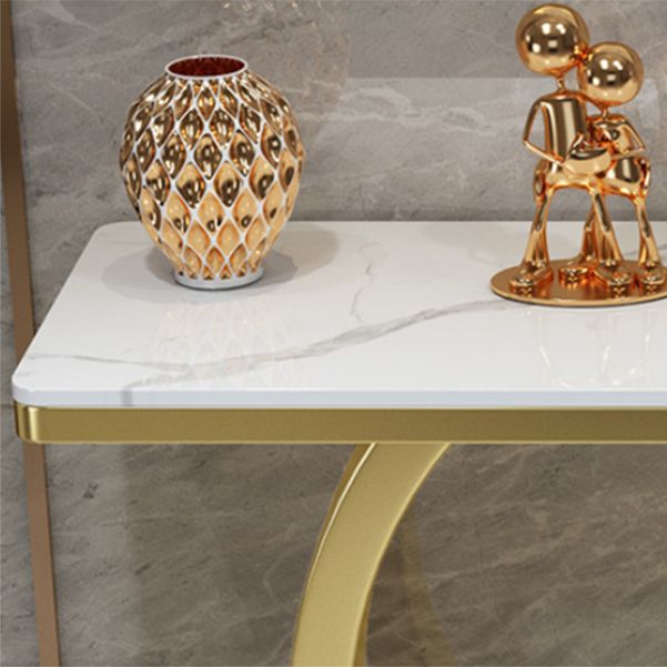 Glam Stone Console Sofa Table Rectangle Console Accent Table for Hall Clearhalo 'Console Tables' 'console_tables' 'Entry & Mudroom Furniture' 'furn' 'furn_console_tables' 'Furniture' 1200x1200_0d432cec-1458-4c76-bf7a-2100f6c727c5