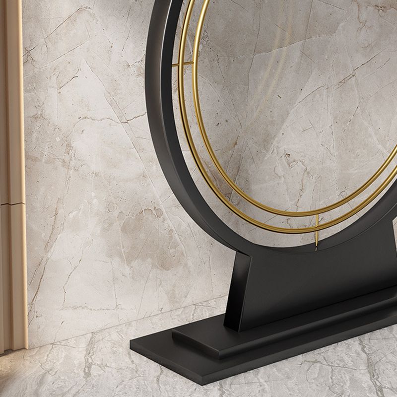 Glam Stone Console Table Half Moon Stain Resistant Accent Table for Hall