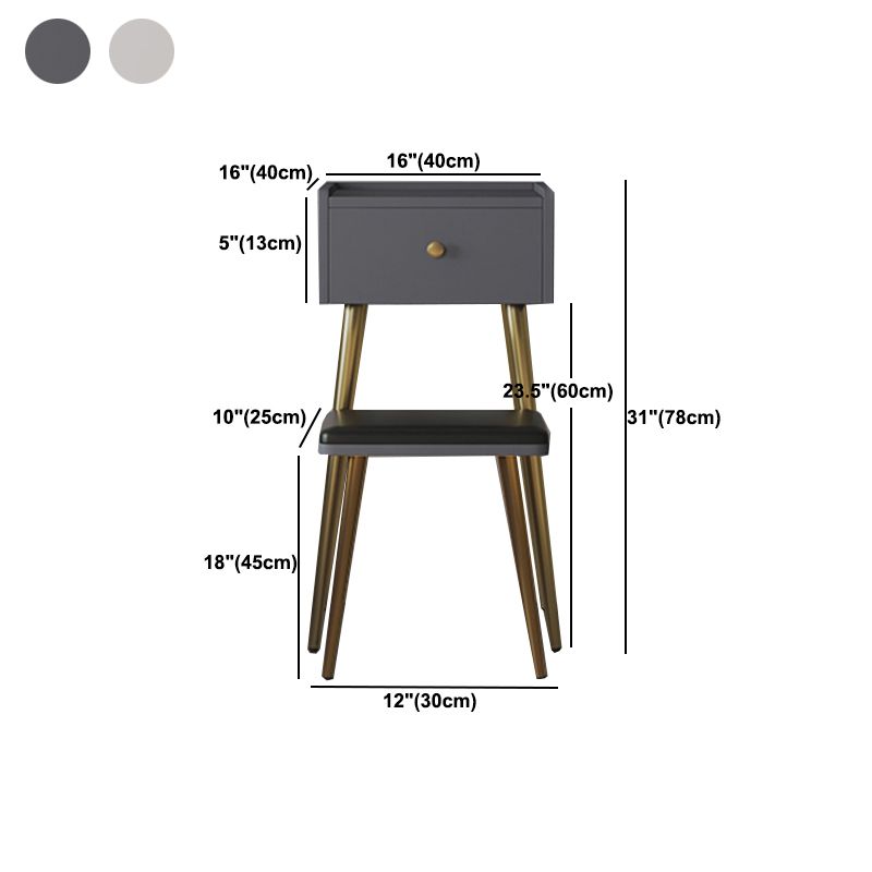 Tavolo da trucco rettangolare Top Vanity - Tavolo da trucco bianco/grigio alto 30,7 "