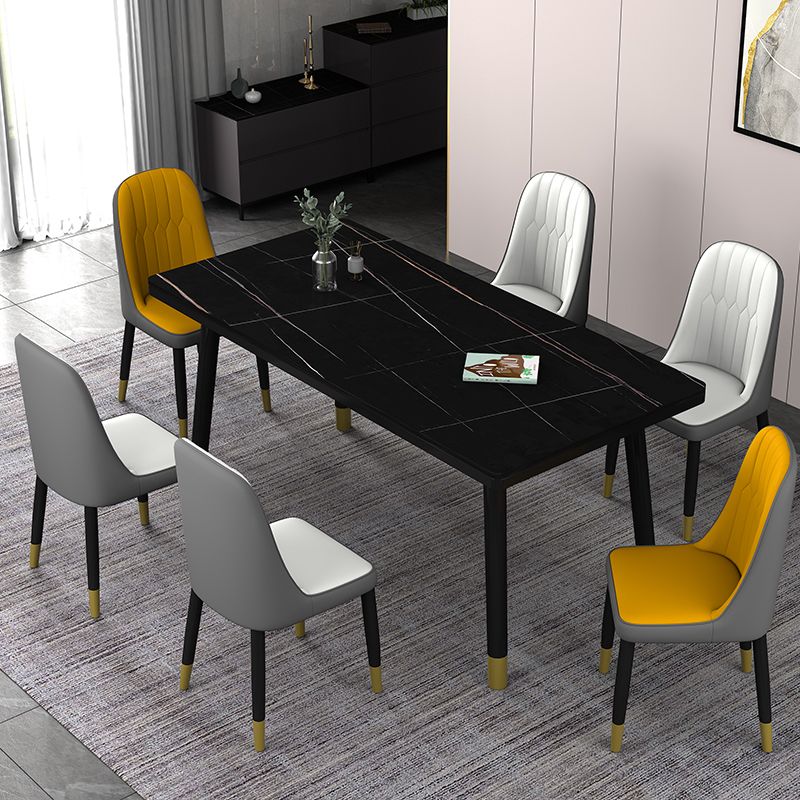 Dining Room Set Nordic Sintered Stone Rectangular Dining Table with Trestle Base Clearhalo 'Dining Room Sets' 'Dining Tables & Seating' 'dining_room_set' 'furn' 'furn_dining_room_set' 'Furniture' 'furniture_dining_room_set' 'Kitchen & Dining Furniture' 'kitchen&dining_furn' 'kitchen' 1200x1200_0d46cb18-040d-4079-bf0a-a47447ad6961