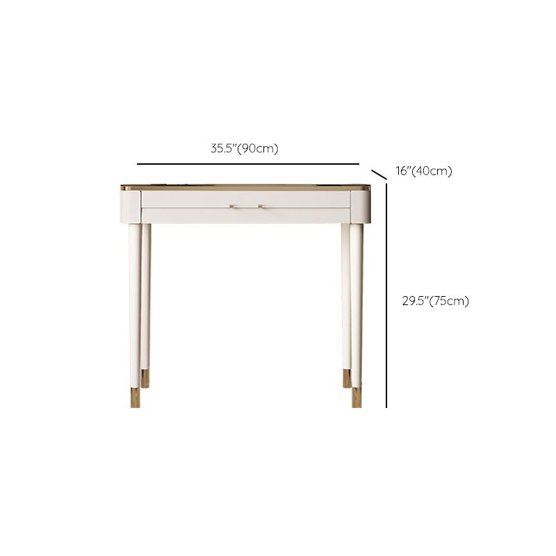 White Make-up Vanity Glass Top Makeup Vanity Desk Table with Drawer