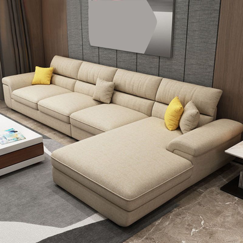 Modern Reversible Chaise Sectionals with Pillows Flared Arm Sectionals for Living Room Clearhalo 'Furniture' 'furniture_sectionals' 'kitchen' 'kitchen_sectionals' 'Living Room Furniture' 'Sectionals' 1200x1200_0d4775cf-af33-49e7-9e24-22f834d6fe18