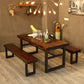 Industrial 1/2/3/4/5 pezzi mobili sedie da pranzo a rettangolo in legno massiccio impostati in marrone