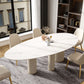 Luxury Oval Dining Table Sintered Stone Top White Metal Base Table Clearhalo 'Dining Tables & Seating' 'Dining Tables' 'dining_table' 'furn' 'furn_dining_table' 'Furniture' 'Kitchen & Dining Furniture' 1200x1200_0d4a0380-6acb-4d16-9e27-0b9e33a44568