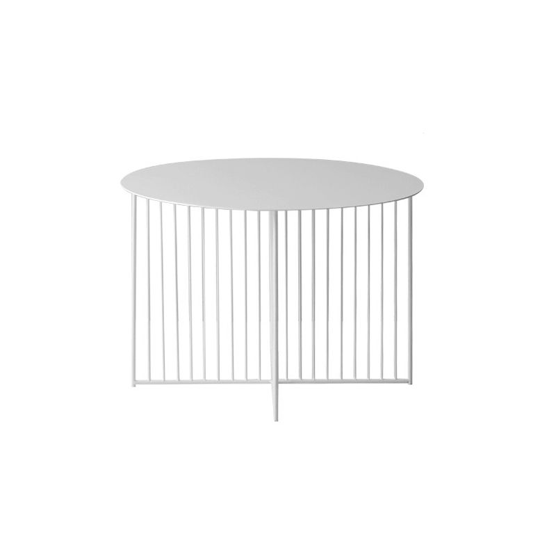 Mesa de centro moderna de hierro de mediados de siglo, mesa de cóctel con marco redondo de metal