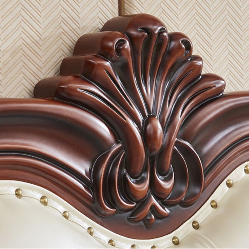 84.65 inch Wide Victorian Bed Rubberwood Bed Frame with Upholstered Headboard Clearhalo 'Bedroom Furniture' 'Beds' 'furn' 'furn_beds' 'Furniture' 1200x1200_0d4bfb3d-5276-4e00-b397-bf2b45c5725e