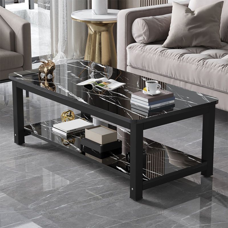 Ronde houten koffie of eindtafel ijzer voetstukbasis met opslag