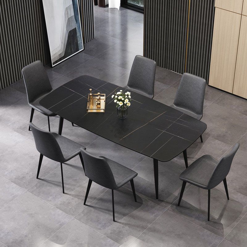 Rectangle Stone Top Dining Table Contemporary Dining Table with 4 Legs Clearhalo 'Dining Tables & Seating' 'Dining Tables' 'dining_table' 'furn' 'furn_dining_table' 'Furniture' 'furniture_dining_table' 'Kitchen & Dining Furniture' 'kitchen' 'kitchen_dining_table' 1200x1200_0d4ce44b-95c2-4ff2-be46-1f5812a997ad