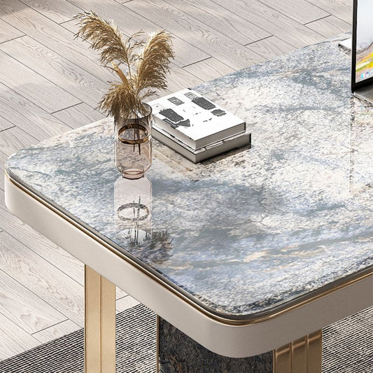 Glam Stone Rectangle Writing Desk 2 Drawers 29.53" Tall Office Desk Clearhalo 'furn' 'furn_office_desk' 'Furniture' 'Office Desks' 'Office Furniture' 'office_desk' 1200x1200_0d50a2b1-5557-41a7-be1b-f2acbec826fa