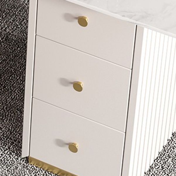 Glam 23.6" Wide Writing Desk Stone Office Desk in White with Drawers Clearhalo 'furn' 'furn_office_desk' 'Furniture' 'Office Desks' 'Office Furniture' 'office_desk' 1200x1200_0d51784c-5db0-4298-9ca0-6526070ee7a4