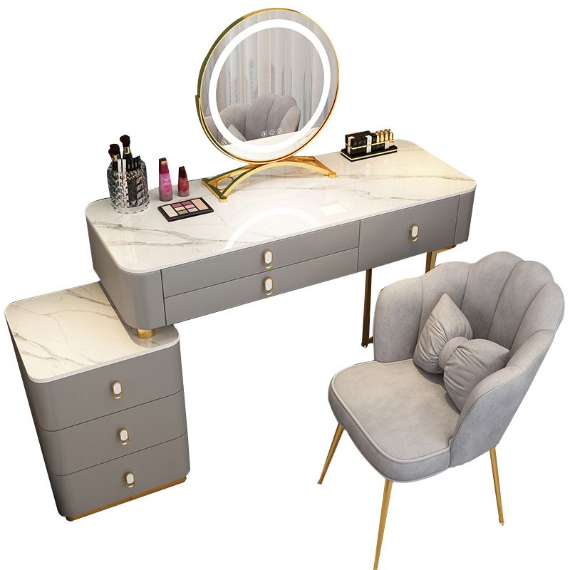 Solid Wood Makeup Counter Adjustable Mirror Vanity Dressing Table with Drawer