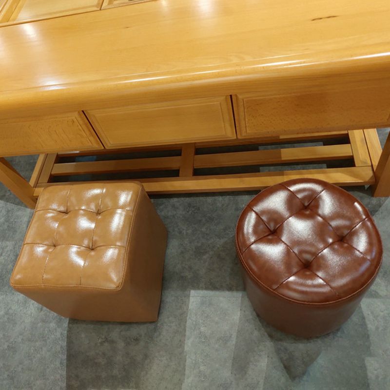 Modern Pouf Ottoman Genuine Leather Tufted Upholstered Solid Color Ottoman Clearhalo 'furn' 'furn_ottomans_poufs' 'Furniture' 'Living Room Furniture' 'Ottomans & Poufs' 'ottomans_poufs' 1200x1200_0d559773-4ef6-4fe5-a0af-3dcf40df7695