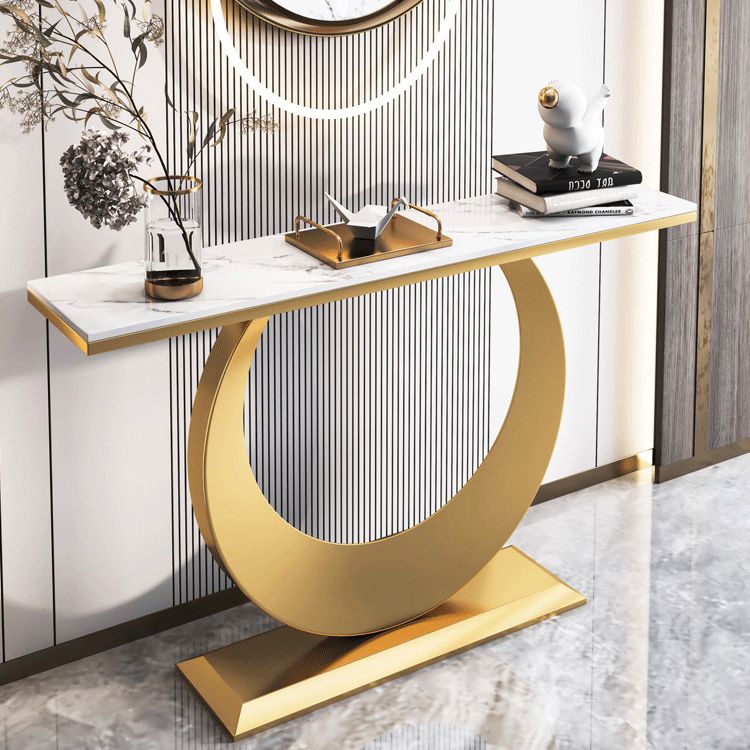 Console rettangolare glam Tabella 31,5 "Tavolo di accento in pietra alta per Hall