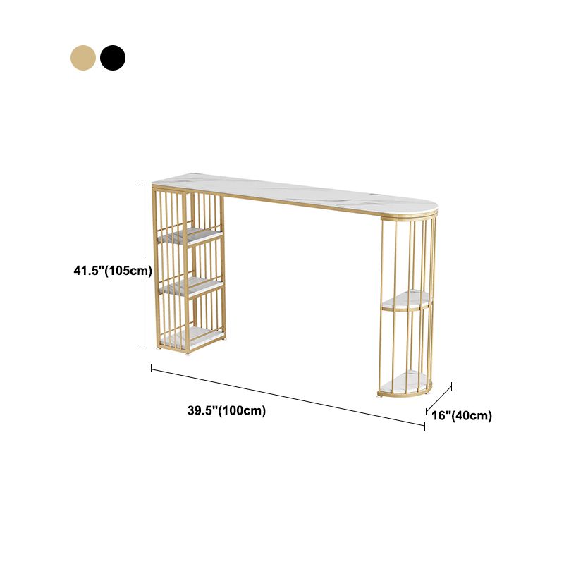 Glossy White Stone Top Bistro Table with Storage Glam Style Specialty Bar Table Clearhalo 'Bar Furniture' 'Bar Tables' 'bar_tables' 'furn' 'furn_bar_tables' 'Furniture' 'Kitchen & Dining Furniture' 1200x1200_0d569570-64ab-4e76-8238-50b109aa6992