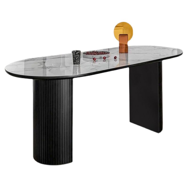 Modern Oval Dining Table Sintered Stone Dining Table with Double Pedestal for Dining Room Clearhalo ' dining_table' 'Dining Tables & Seating' 'Dining Tables' 'furn' 'furn_dining_table' 'Furniture' 'furniture_dining_table' 'Kitchen & Dining Furniture' 'kitchen&dining_furn' 'kitchen' 'kitchen_dining_table' 1200x1200_0d57fc9f-ea96-46df-9244-c8fafdbfb5d7