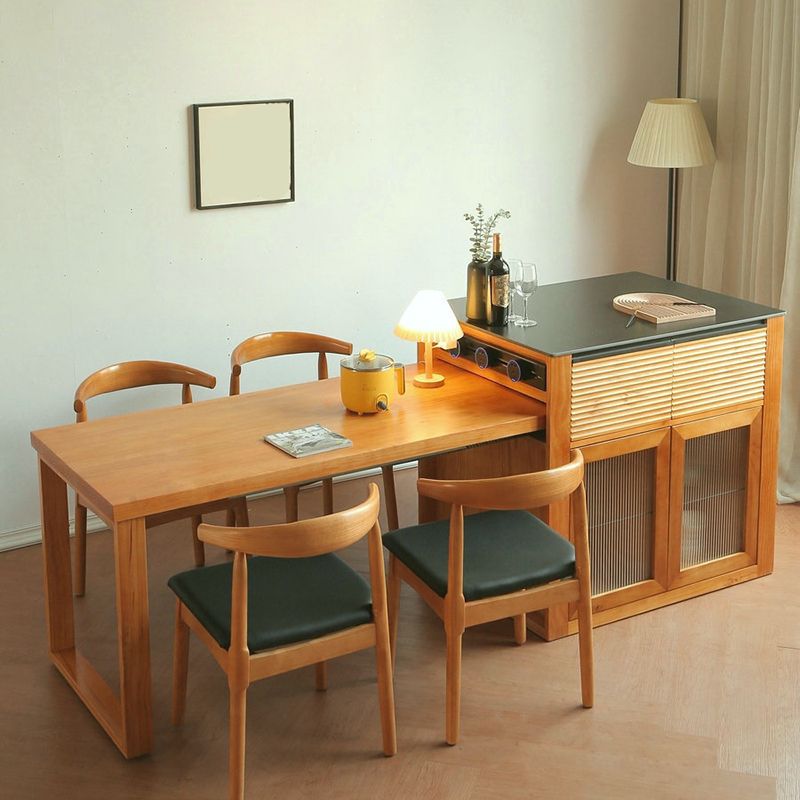 Modern Kitchen Island Table with Drawers and Glass Storage Cabinet Clearhalo 'furn' 'furn_kitchen_islands_carts' 'Furniture' 'Kitchen & Dining Furniture' 'Kitchen Islands & Carts' 'kitchen_islands_carts' 1200x1200_0d59890b-d4ca-44ea-aeac-7094a6fe8b8e