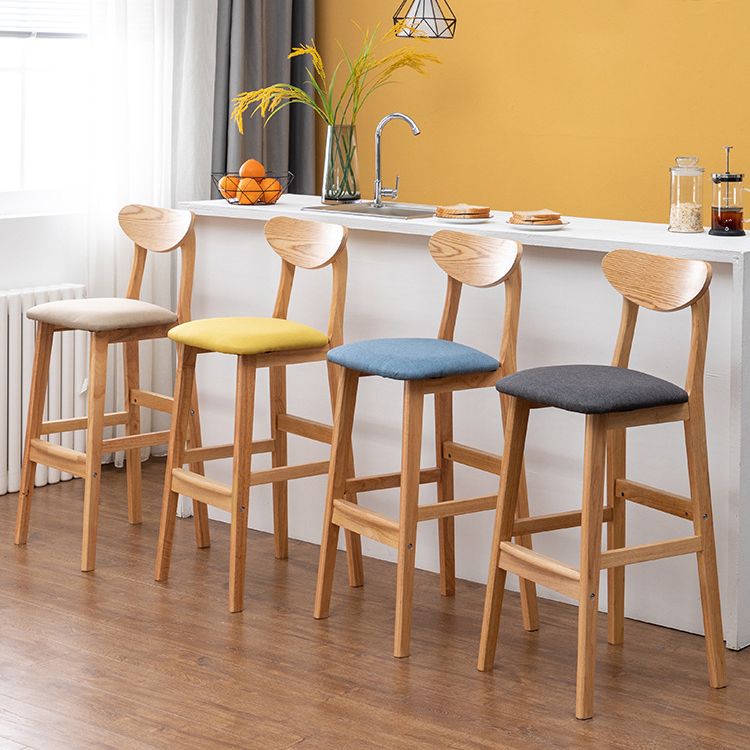 Scandinavian Wood Stool Rectangle Seat Upholstered Counter Stool