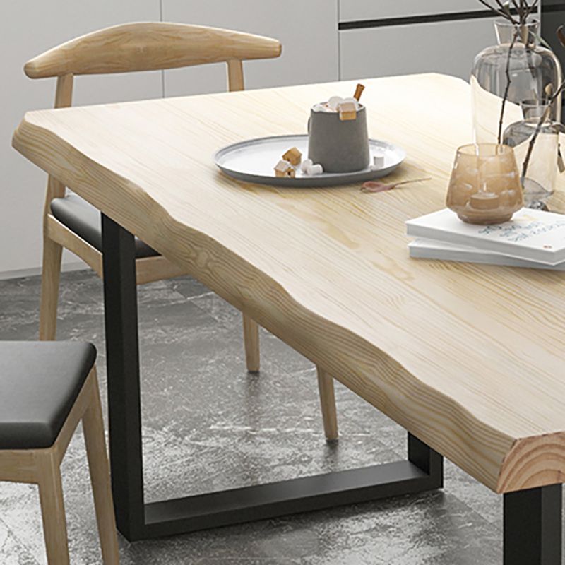 Industrial Pine Wood Dining Table Rectangle Table with Black Double Pedestal Clearhalo 'Dining Tables & Seating' 'Dining Tables' 'dining_table' 'furn' 'furn_dining_table' 'Furniture' 'furniture_dining_table' 'Kitchen & Dining Furniture' 'kitchen' 'kitchen_dining_table' 1200x1200_0d5ae825-ebeb-4df5-a246-5cfc200461cf