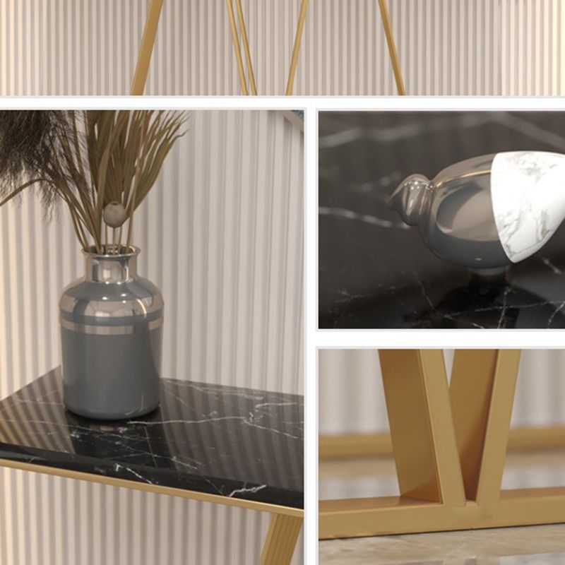 金属脚のある石トップアクセントコンソールテーブル31.50 "H