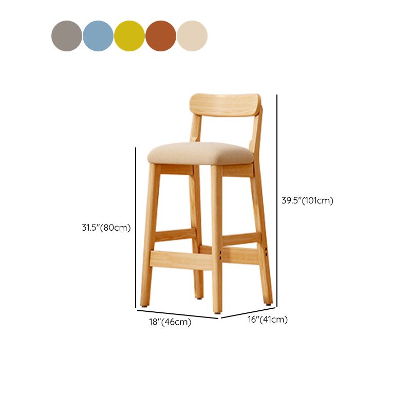 Taburete industrial de madera con altura de mostrador, taburete de bar sin brazos con cojín