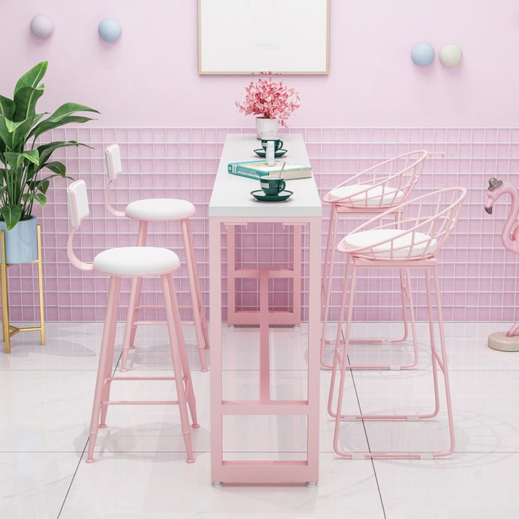 Cafe and Break-room Modern Pub/Bar Table Rectangle Footrest Pink Bar Height Pub Table Clearhalo 'Bar Furniture' 'Bar Tables' 'bar_tables' 'furn' 'furn_bar_tables' 'Furniture' 'furniture_bar_tables' 'Kitchen & Dining Furniture' 'kitchen&dining_furn' 'kitchen' 1200x1200_0d5dccd4-7238-4ef6-9782-bcd89802c22c