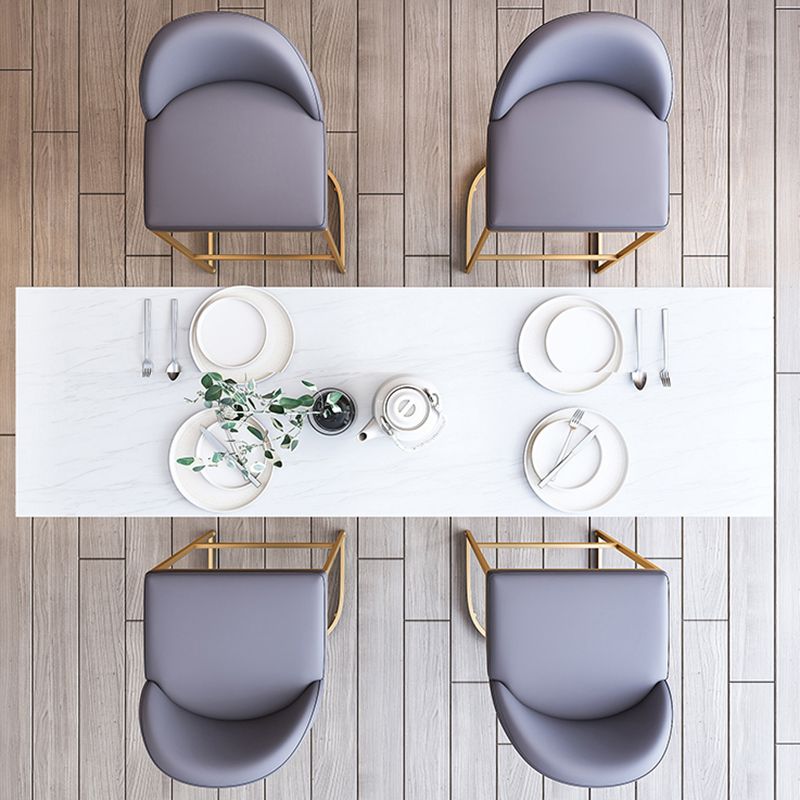 Glam Marble Counter Table with Rectangle Table Top Gold Double Pedestal Table - 42" H Clearhalo 'Bar Furniture' 'Bar Tables' 'bar_tables' 'furn' 'furn_bar_tables' 'Furniture' 'furniture_bar_tables' 'Kitchen & Dining Furniture' 1200x1200_0d5dce2f-9e98-4dda-99ee-9aae719ed38a