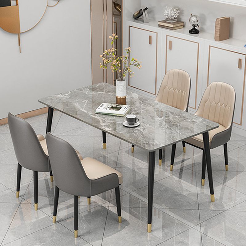 Slate and Metal Table Glam Style Rectangular Dining Table for Home Dining Room Clearhalo 'Dining Tables & Seating' 'Dining Tables' 'dining_table' 'furn' 'furn_dining_table' 'Furniture' 'Kitchen & Dining Furniture' 1200x1200_0d6108ed-3bf9-4c99-b130-546e3452de2b