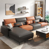 Pillow Arms Contemporary Sofa Faux Leather Living Room Solid Wood Sofa