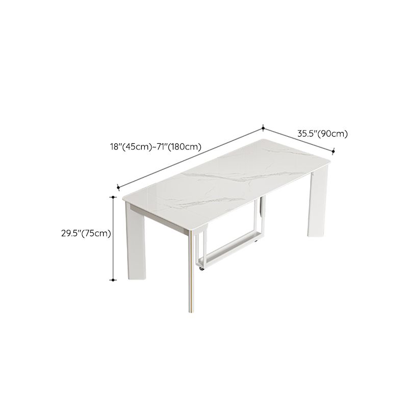 Rectangle Folding Dining Table Wood and Stone Dining Table for Dining Room