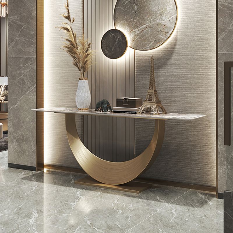 長方形の形状現代コンソールテーブルゴールドストーンコンソールソファテーブル用ホール