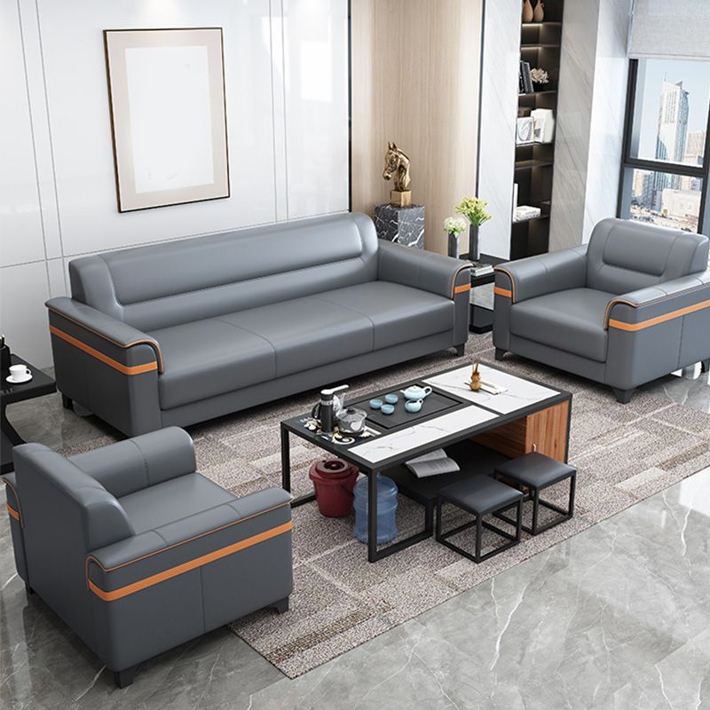 32" Wide Contemporary Sofa Leather Gray Seating for Living Room Clearhalo 'furn' 'furn_sofas' 'Furniture' 'Living Room Furniture' 'Sofa' 'sofas' 1200x1200_0d64429f-fa21-4ae3-a46d-d2c350ee1245