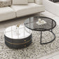 Frame Coffee Table Contemporary Stone/Glass Cocktail Table with Storage Drawers Clearhalo 'Coffee & Accent Tables' 'Coffee Tables' 'coffee_tables' 'furn' 'furn_coffee_tables' 'Furniture' 'Living Room Furniture' 1200x1200_0d65a208-bc76-436b-8b98-2aee34811b79