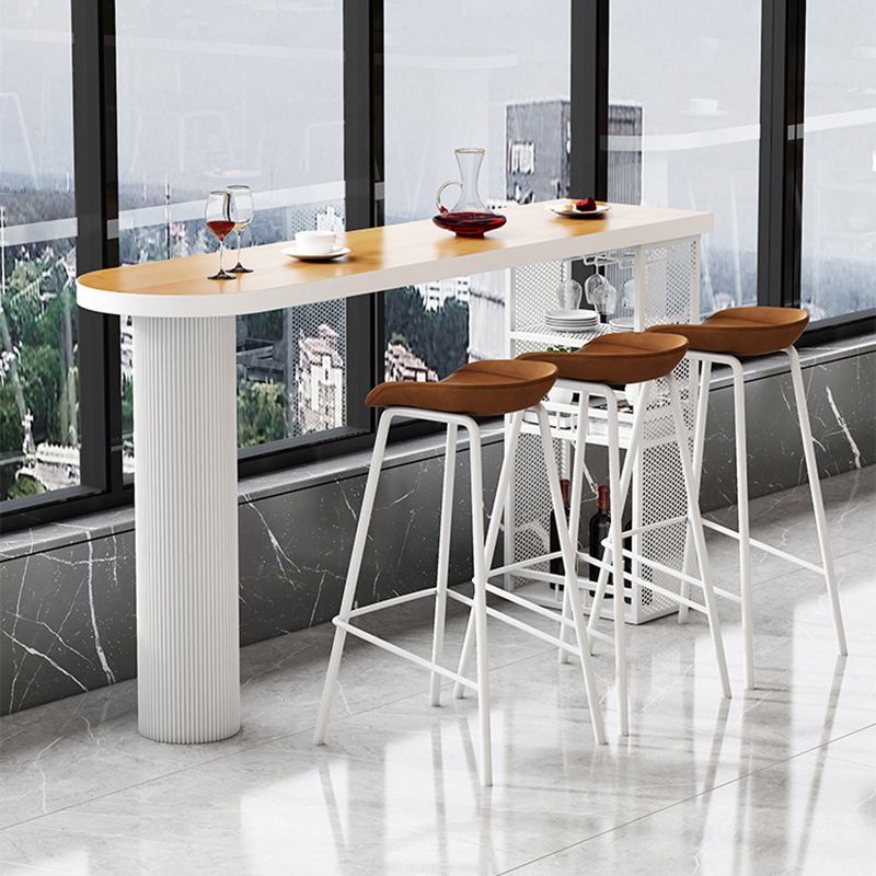 Industrial Wood Indoor Pub Bar Table Iron Double Pedestal Bar Dining Table with 3-Shelf Clearhalo 'Bar Furniture' 'Bar Tables' 'bar_tables' 'furn' 'furn_bar_tables' 'Furniture' 'furniture_bar_tables' 'Kitchen & Dining Furniture' 1200x1200_0d674c59-dbc9-4a63-a13a-be243fe38083