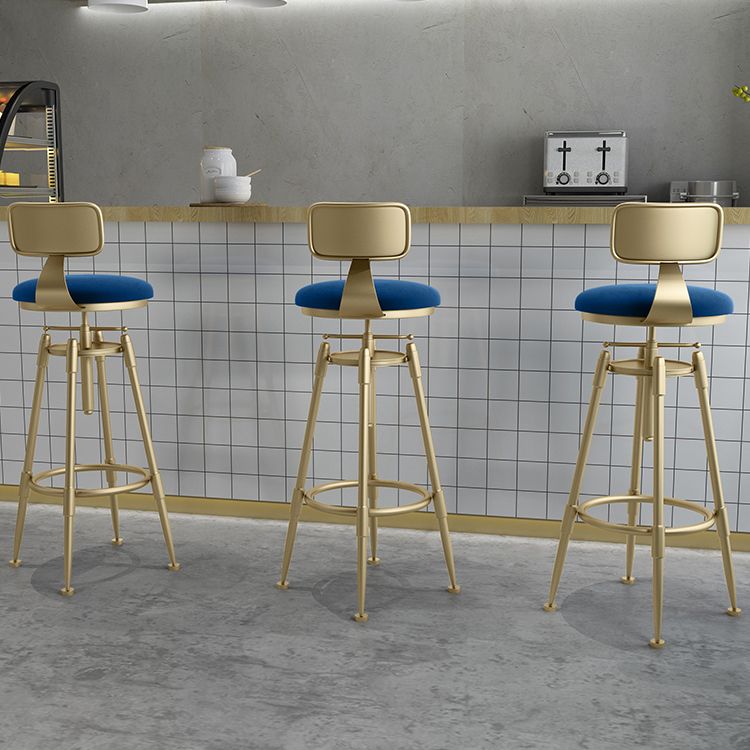 Glam Liftable Rotatable Counter Stool Iron Cafe Bar Stool with Cushion and Pedal Clearhalo 'Bar Furniture' 'Bar Stools' 'bar_stools' 'furn' 'furn_bar_stools' 'Furniture' 'furniture_bar_stools' 'Kitchen & Dining Furniture' 1200x1200_0d6847fc-e1a7-4882-8650-97fe16a54ecc