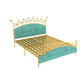 Glam Style Standard Bed with Upholstered Headboard in Iron Bed