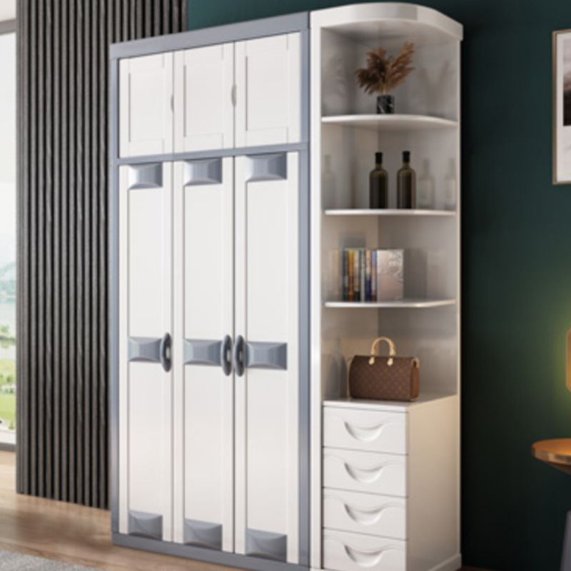 Rubberwood Wardrobe Closet Contemporary Hinged Wardrobe Cabinet