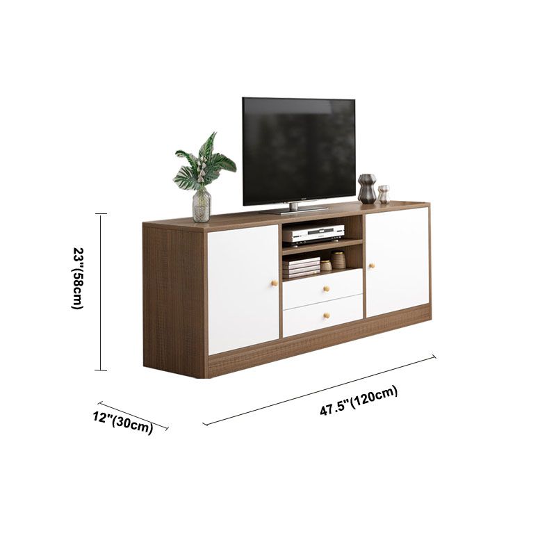12 "D Consolet de télévision en bois moderne Console ouverte Stand de télévision avec tiroirs et portes