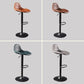 Contemporary Adjustable Height Barstool Faux Leather Swivel Bar Stools