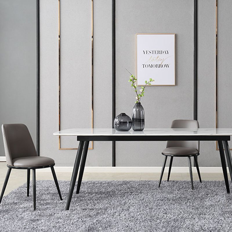 Glam Home Side Chair Metal Legs Upholstered Armless Dining Chair