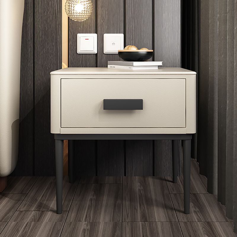 Mesa de noche moderna del gabinete de la cama y de cuero falso, 20 "L x 16" W x 18.5 "H