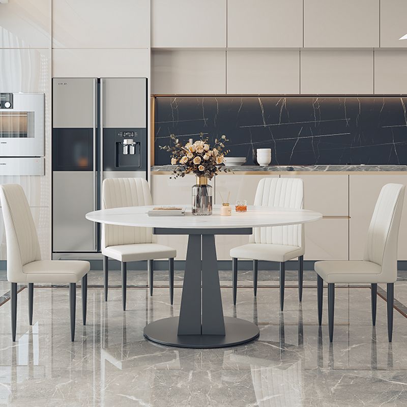 1/5/7 pezzi moderni tavolo da dinette a forma rotonda in pietra con sedia senza braccio