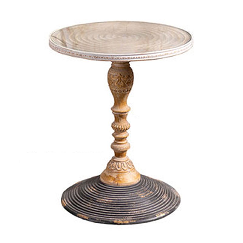 フランスのカントリー台座端テーブルソリッドウッドアンティークブラウン/ホワイトサイドテーブル