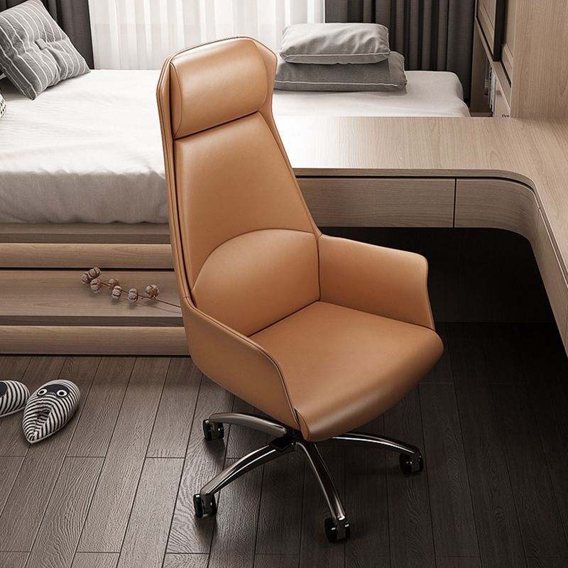 Moderne stoelarmloos leer verstelbare stoelhoogte bureau stoel met wielen