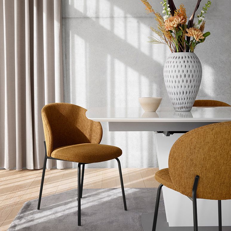 モダンアームレスダイニングチェアブラックメタルレッグホームダイニングサイドチェア