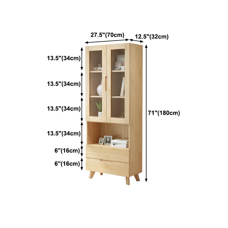Scandinavian Solid Wood Bookcase Natural Closed Back Bookshelf with Door Clearhalo 'Bookcases' 'furn' 'furn_bookcases' 'Furniture' 'furniture_bookcases' 'Office Furniture' 1200x1200_0d73bc02-b68f-49bc-804f-453fc92e3355